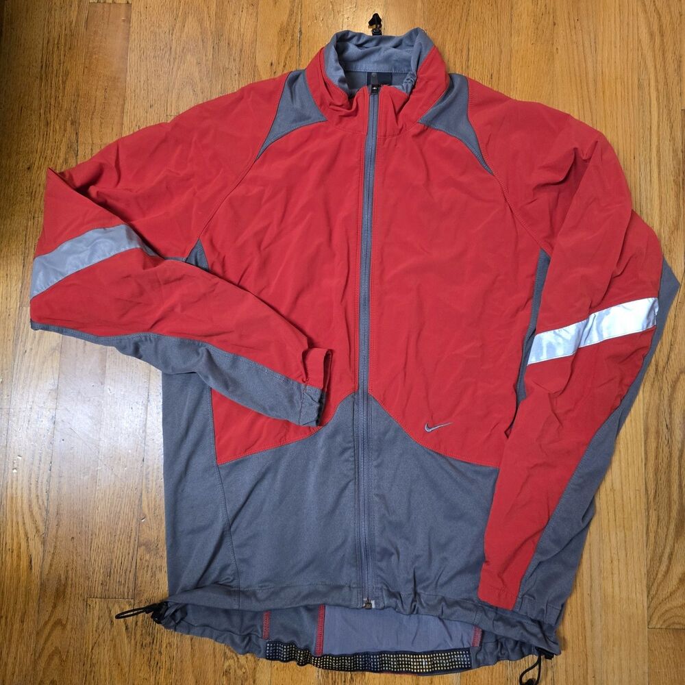 Nike Red And Grey Cycling Full Zip men's Jacket Sz XL long sleeve